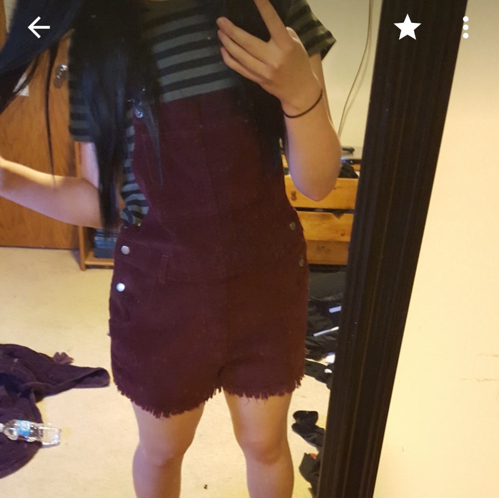 Maroon Brandy Melville corduroy overalls